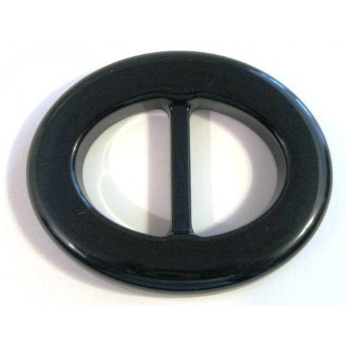 BF33- Black Glossy Oval Belt Buckle for Ribbon Belt Strap