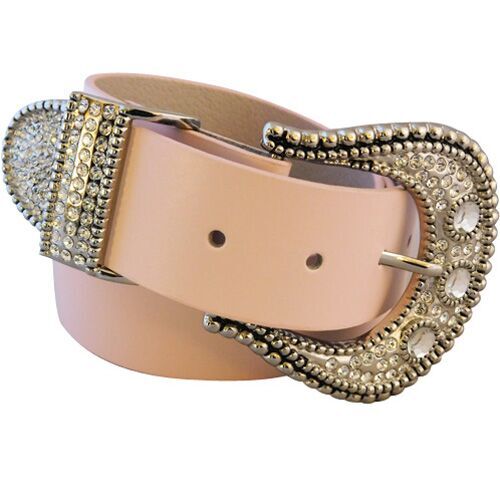 Blush Pink and Bling Western Inspired Womans Belt with Rhinestone Tip