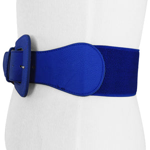 
                  
                    Blue Faux Leather Wide Stretch Belt with Covered Belt Buckle
                  
                