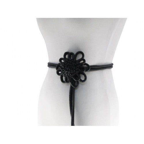Black Cord Tassel Belt with Black Flower Buckle – Keep Your  display picture 3