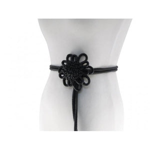 
                  
                    Black Cord Tassel Belt with Black Flower Buckle
                  
                