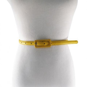 
                  
                    Yellow Skinny Belt with Covered Rectangle Buckle
                  
                