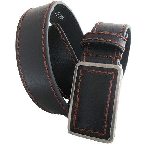 Genuine Leather Black Women’s Belt with Warm Stitched Accents