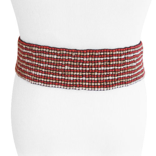 Hand made belt White Beaded Belt with Wooden Accent s-l400.jpg main image 3