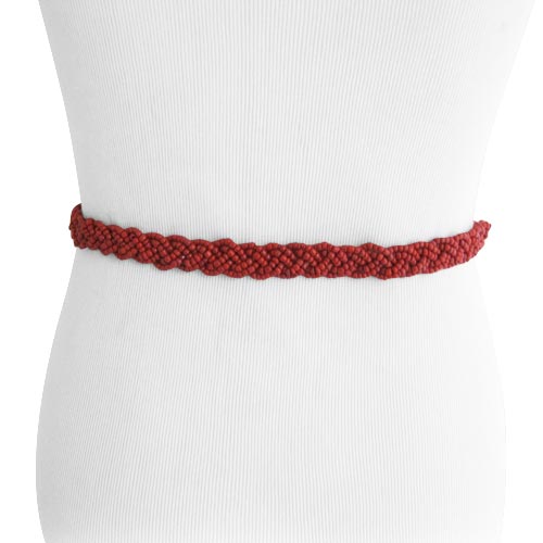 Coral Red Braided Beaded Red Rope Belt display picture 1