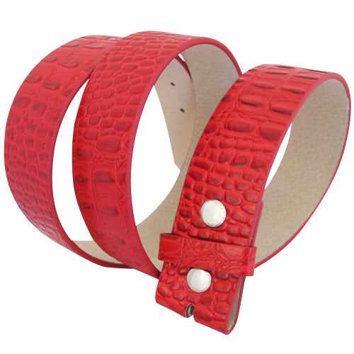Hot Red Bonded Leather Croc Finish Belt Strap. STRAP ONLY! Keep Your