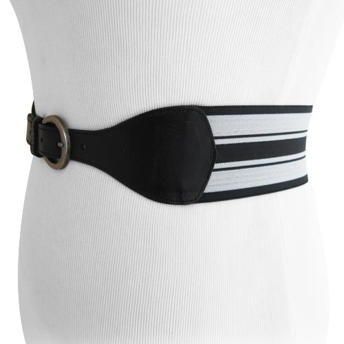 Black and White striped Leather Women display picture 2