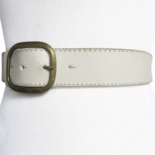 Keep It Gypsy Buckle Brown and White Hair On Leather Belt – White