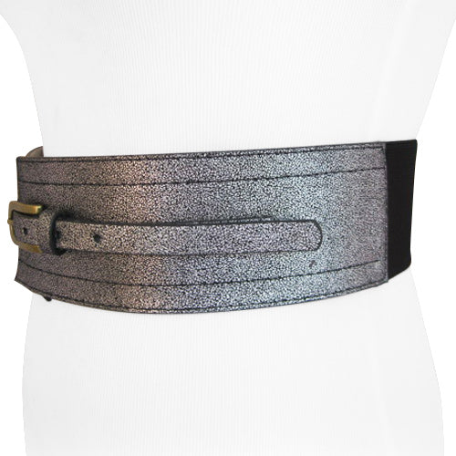 Crackled Silver and Black Elastic Stretch Belt For Women – Keep Your Pants  On