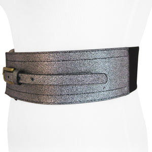 
                  
                    Crackled Silver and Black Elastic Stretch Belt For Women
                  
                