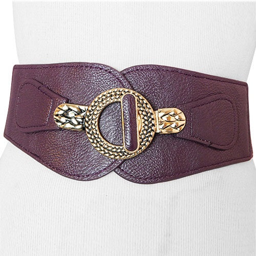 Purple Wide Stretch Belt for Women with Toggle Buckle