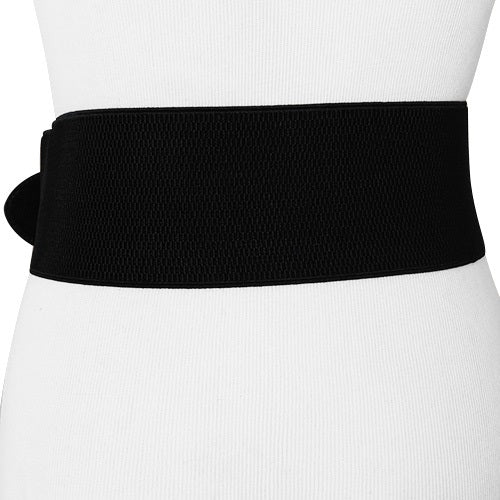 
                  
                    Black Faux Leather Wide Stretch Belt with Covered Belt Buckle
                  
                