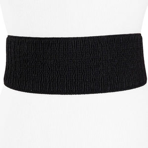 Black Faux Leather Wide Stretch Belt with Elongated Horseshoe Belt Buc Keep Your Pants On Black Faux Leather Wide Stretch Belt with Elongated Horseshoe Belt Buc Keep Your Pants On