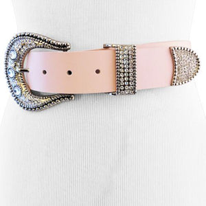 
                  
                    Blush Pink and Bling Western Inspired Womans Belt with Rhinestone Tip
                  
                