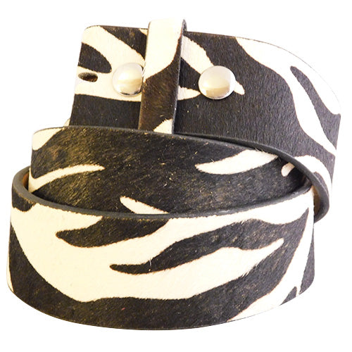
                  
                    Black and White Cow Hair Zebra Print Genuine Leather Belt Strap
                  
                