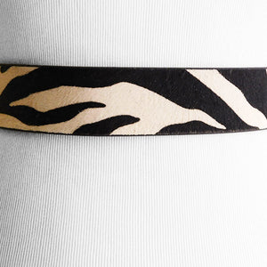 
                  
                    Black and White Cow Hair Zebra Print Genuine Leather Belt Strap
                  
                