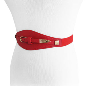 
                  
                    Berry Red Leather and Elastic Stretch Belt
                  
                