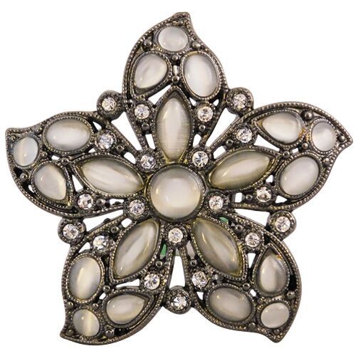 Gunmetal Star with Stormy Gray stones and crystals