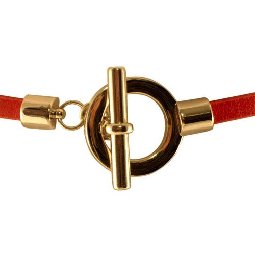 Red Skinny Waist Belt with Toggle Belt Buckle