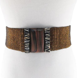 
                  
                    Beaded Wide Waist Belt- Bronze with Shell Buckle
                  
                
