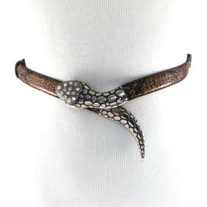 
                  
                    Brown Snakeskin Skinny Waist Belt with Snake Belt Buckle
                  
                