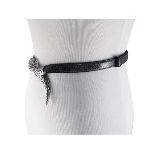 
                  
                    Black Snakeskin Skinny Waist Belt with Snake Belt Buckle
                  
                