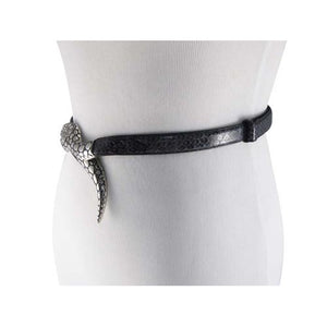 
                  
                    Black Snakeskin Skinny Waist Belt with Snake Belt Buckle
                  
                