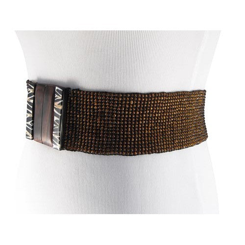 
                  
                    Beaded Wide Waist Belt- Bronze with Shell Buckle
                  
                