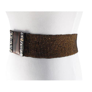 
                  
                    Beaded Wide Waist Belt- Bronze with Shell Buckle
                  
                