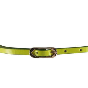 
                  
                    Neon Yellow Skinny Belt with Brass Oblong Buckle- Imitation Leather
                  
                