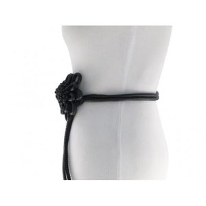 
                  
                    Black Cord Tassel Belt with Black Flower Buckle
                  
                