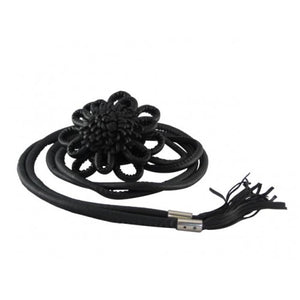 
                  
                    Black Cord Tassel Belt with Black Flower Buckle
                  
                