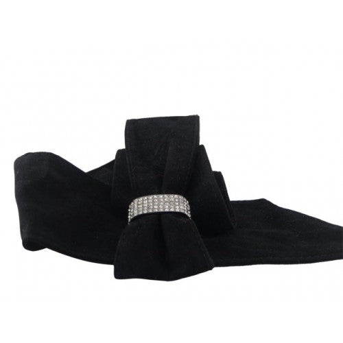 
                  
                    Black Velvety Rhinestone Sash Belt Graduated Width for Waist or Hips
                  
                