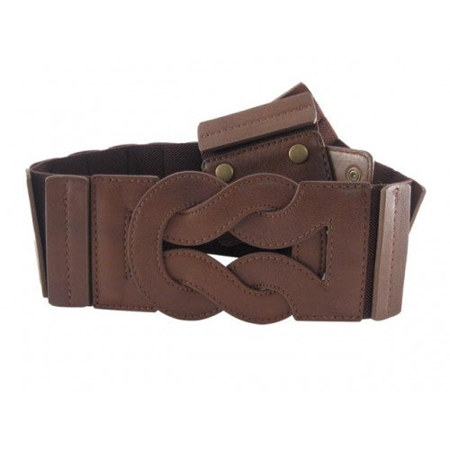 Brown Leather Knotted Women's Stretch Waist Belt