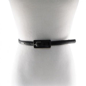 
                  
                    Black Skinny Belt with Covered Rectangle Buckle
                  
                