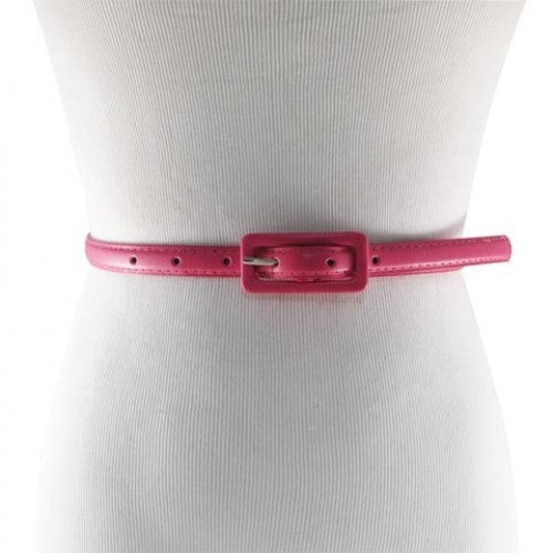 Fuchsia Skinny Belt with Covered Rectangle Buckle