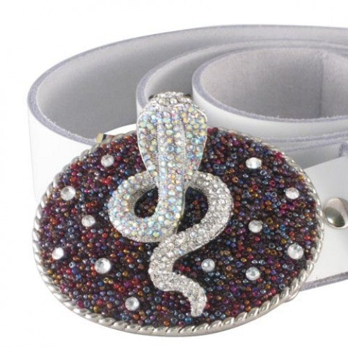 
                  
                    Kimberly Grace- Cobra Belt Buckle with Purple Japanese Glass & Swarovski
                  
                