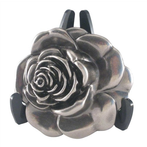 3D Rose Women's Belt Buckle in Brushed Silver