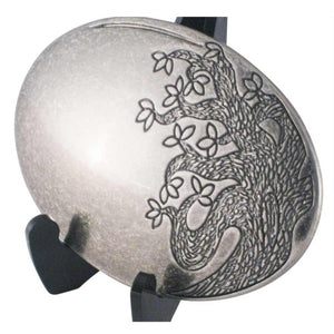
                  
                    Etched Tree Women's Belt Buckle in Antique Silver
                  
                