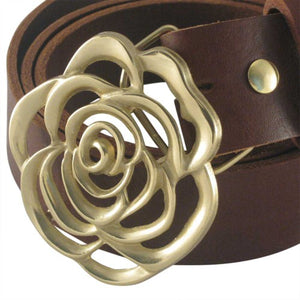 
                  
                    Stencil Flower Women's Belt Buckle in Polished Brass
                  
                