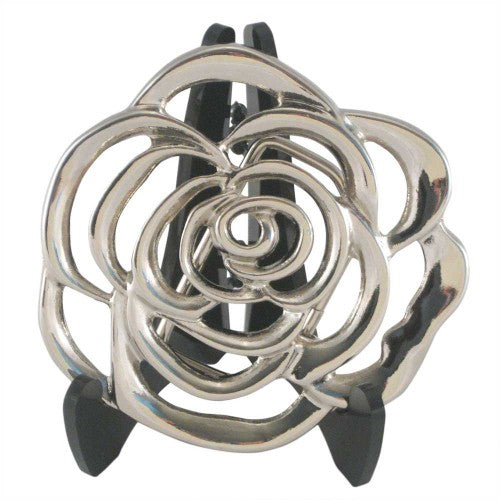 Stencil Flower Women's Belt Buckle in Polished Silver