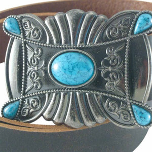 
                  
                    Turquoise Scroll Belt Buckle for Women in Brushed Silver
                  
                