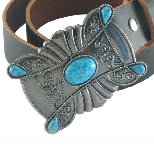
                  
                    Turquoise Scroll Belt Buckle for Women in Brushed Silver
                  
                