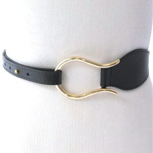
                  
                    BALI Belts- Black Matte Skinny Waist Belt with Brass Omega Buckle
                  
                