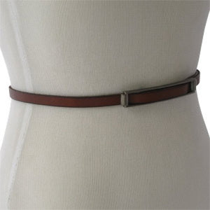 BALI Belts- Brown Matte Genuine Leather Skinny Belt with No-Hole