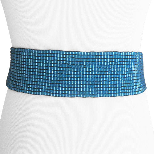 Handmade Sky Blue Bead Belt with Wood Buckle – Keep Your  display picture 1