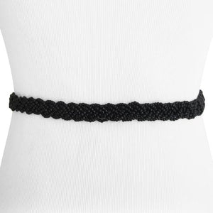 
                  
                    Black Braid Beaded Tassel Belt with Natural Wood Buckle
                  
                