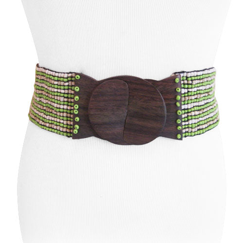 Beaded stretch belt outlet
