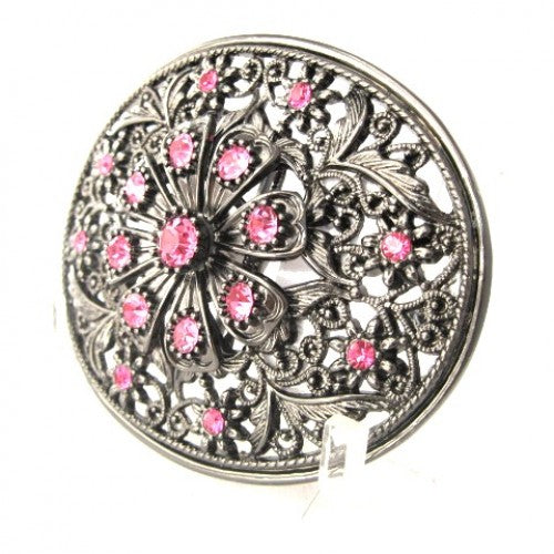 
                  
                    Pink Crystal Starburst Flower Oval Women's Belt Buckle
                  
                