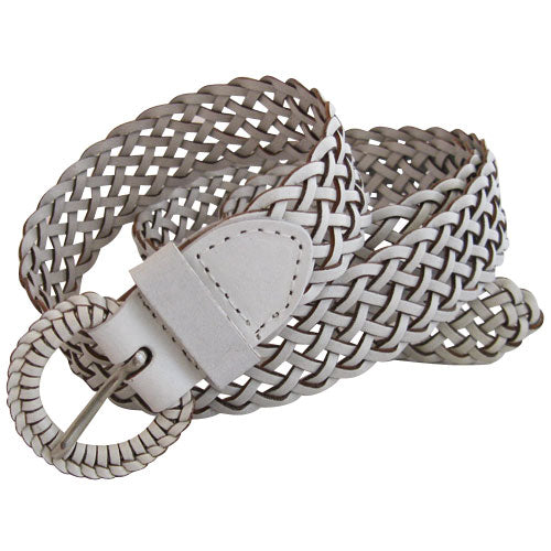 White Woven Faux Leather Belt